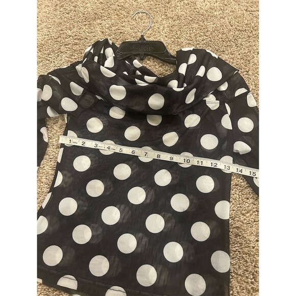 Unbranded Blouse Womens XS Black Sheer Polka Dot Cowl Neck Long Sleeve - Picture 3 of 4